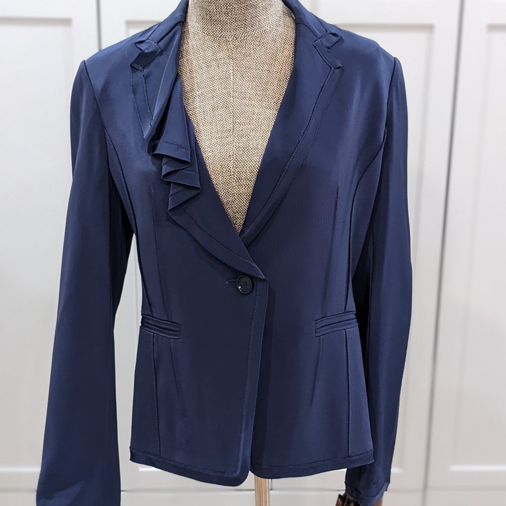 NWOT VINTAGE DESIGNER MARISFROLG NAVY BLAZER W/ LACE BACK